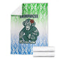 Sierra Leone Blanket - Tribal Chimpanzee Design and Green Blue Gradient Pattern