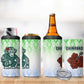 Sierra Leone 4 in 1 Can Cooler Tumbler - Tribal Chimpanzee Design and Green Blue Gradient Pattern