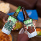 Sierra Leone 4 in 1 Can Cooler Tumbler - Tribal Chimpanzee Design and Green Blue Gradient Pattern
