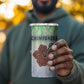 Sierra Leone 4 in 1 Can Cooler Tumbler - Tribal Chimpanzee Design and Green Blue Gradient Pattern