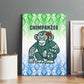 Sierra Leone Canvas Wall Art - Tribal Chimpanzee Design and Green Blue Gradient Pattern