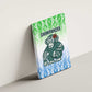 Sierra Leone Canvas Wall Art - Tribal Chimpanzee Design and Green Blue Gradient Pattern