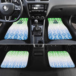 Sierra Leone Car Mats - Tribal Chimpanzee Design and Green Blue Gradient Pattern