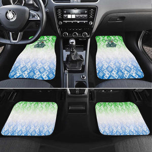 Sierra Leone Car Mats - Tribal Chimpanzee Design and Green Blue Gradient Pattern