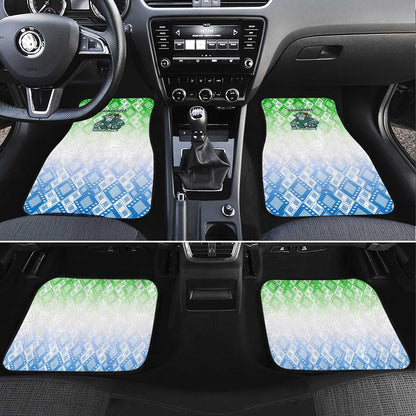Sierra Leone Car Mats - Tribal Chimpanzee Design and Green Blue Gradient Pattern