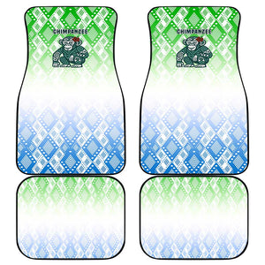 Sierra Leone Car Mats - Tribal Chimpanzee Design and Green Blue Gradient Pattern