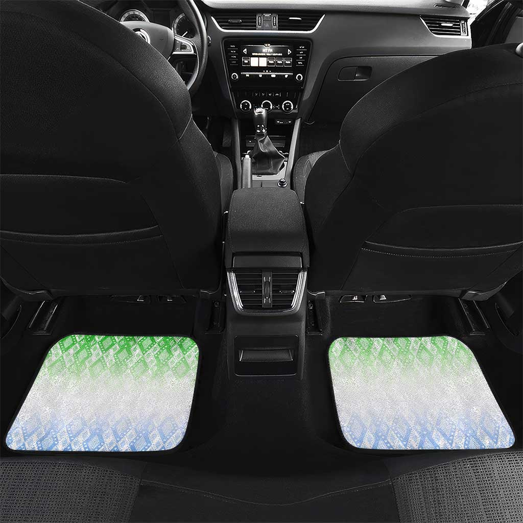 Sierra Leone Car Mats - Tribal Chimpanzee Design and Green Blue Gradient Pattern