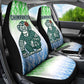 Sierra Leone Car Seat Cover - Tribal Chimpanzee Design and Green Blue Gradient Pattern