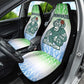 Sierra Leone Car Seat Cover - Tribal Chimpanzee Design and Green Blue Gradient Pattern