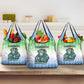 Sierra Leone Grocery Bag - Tribal Chimpanzee Design and Green Blue Gradient Pattern