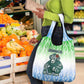 Sierra Leone Grocery Bag - Tribal Chimpanzee Design and Green Blue Gradient Pattern