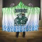 Sierra Leone Hooded Blanket - Tribal Chimpanzee Design and Green Blue Gradient Pattern