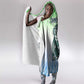 Sierra Leone Hooded Blanket - Tribal Chimpanzee Design and Green Blue Gradient Pattern