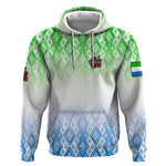 Sierra Leone Hoodie - Tribal Chimpanzee Design and Green Blue Gradient Pattern