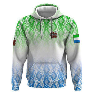 Sierra Leone Hoodie - Tribal Chimpanzee Design and Green Blue Gradient Pattern