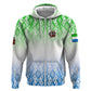 Sierra Leone Hoodie - Tribal Chimpanzee Design and Green Blue Gradient Pattern