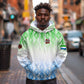 Sierra Leone Hoodie - Tribal Chimpanzee Design and Green Blue Gradient Pattern