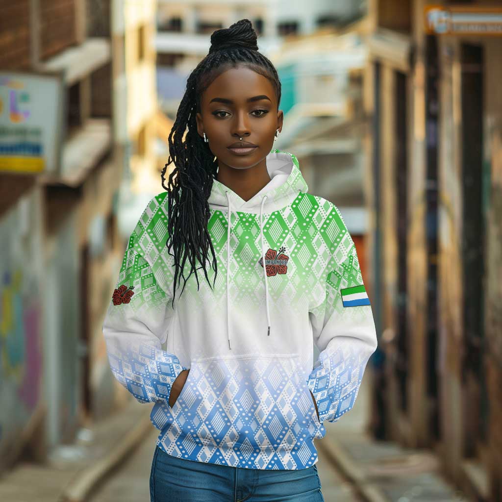 Sierra Leone Hoodie - Tribal Chimpanzee Design and Green Blue Gradient Pattern