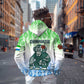 Sierra Leone Hoodie - Tribal Chimpanzee Design and Green Blue Gradient Pattern