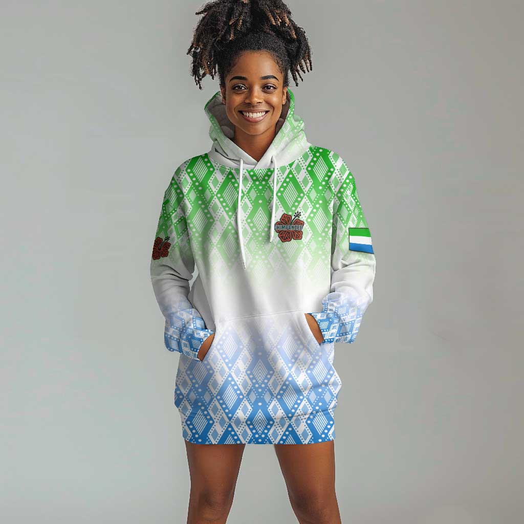 Sierra Leone Hoodie Dress - Tribal Chimpanzee Design and Green Blue Gradient Pattern