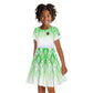 Sierra Leone Kid Short Sleeve Dress - Tribal Chimpanzee Design and Green Blue Gradient Pattern