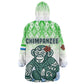 Sierra Leone Kid Wearable Blanket Hoodie - Tribal Chimpanzee Design and Green Blue Gradient Pattern