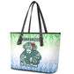 Sierra Leone Leather Tote Bag - Tribal Chimpanzee Design and Green Blue Gradient Pattern