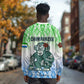 Sierra Leone Long Sleeve Shirt - Tribal Chimpanzee Design and Green Blue Gradient Pattern