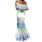 Sierra Leone Mermaid Dress - Tribal Chimpanzee Design and Green Blue Gradient Pattern