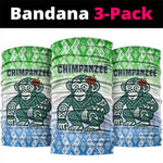 Sierra Leone Neck Gaiter - Tribal Chimpanzee Design and Green Blue Gradient Pattern - African Pride