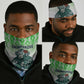 Sierra Leone Neck Gaiter - Tribal Chimpanzee Design and Green Blue Gradient Pattern - African Pride