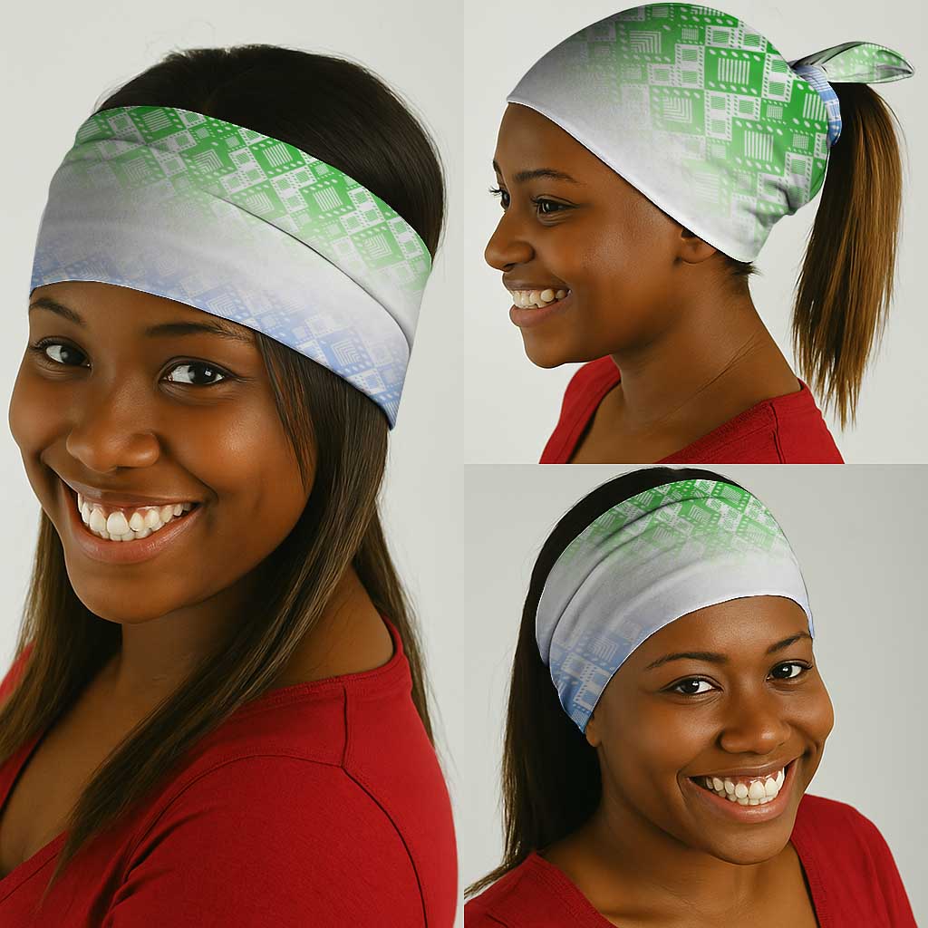 Sierra Leone Neck Gaiter - Tribal Chimpanzee Design and Green Blue Gradient Pattern - African Pride