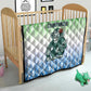 Sierra Leone Quilt - Tribal Chimpanzee Design and Green Blue Gradient Pattern