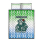 Sierra Leone Quilt Bed Set - Tribal Chimpanzee Design and Green Blue Gradient Pattern