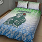Sierra Leone Quilt Bed Set - Tribal Chimpanzee Design and Green Blue Gradient Pattern