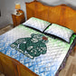 Sierra Leone Quilt Bed Set - Tribal Chimpanzee Design and Green Blue Gradient Pattern