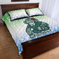 Sierra Leone Quilt Bed Set - Tribal Chimpanzee Design and Green Blue Gradient Pattern