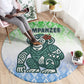 Sierra Leone Round Carpet - Tribal Chimpanzee Design and Green Blue Gradient Pattern