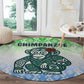 Sierra Leone Round Carpet - Tribal Chimpanzee Design and Green Blue Gradient Pattern