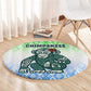 Sierra Leone Round Carpet - Tribal Chimpanzee Design and Green Blue Gradient Pattern