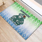Sierra Leone Rubber Doormat - Tribal Chimpanzee Design and Green Blue Gradient Pattern