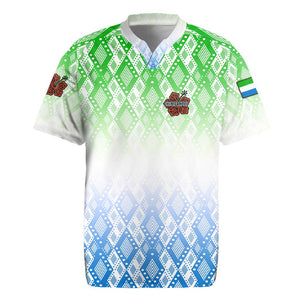 Sierra Leone Rugby Jersey - Tribal Chimpanzee Design and Green Blue Gradient Pattern