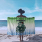 Sierra Leone Sarong - Tribal Chimpanzee Design and Green Blue Gradient Pattern
