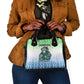 Sierra Leone Shoulder Handbag - Tribal Chimpanzee Design and Green Blue Gradient Pattern
