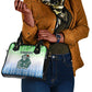 Sierra Leone Shoulder Handbag - Tribal Chimpanzee Design and Green Blue Gradient Pattern