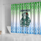 Sierra Leone Shower Curtain - Tribal Chimpanzee Design and Green Blue Gradient Pattern