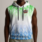 Sierra Leone Sleeveless Hoodie - Tribal Chimpanzee Design and Green Blue Gradient Pattern - African Pride