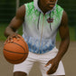 Sierra Leone Sleeveless Zip Hoodie - Tribal Chimpanzee Design and Green Blue Gradient Pattern - African Pride