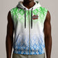 Sierra Leone Sleeveless Zip Hoodie - Tribal Chimpanzee Design and Green Blue Gradient Pattern - African Pride