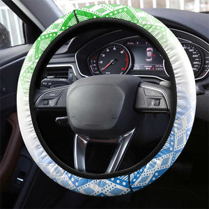 Sierra Leone Steering Wheel Cover - Tribal Chimpanzee Design and Green Blue Gradient Pattern